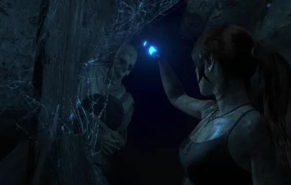 Picture Web, Cave, Skeleton, Lara Croft, Rise Of The Tomb Raider
