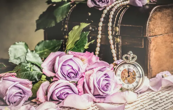 Flowers, roses, chest