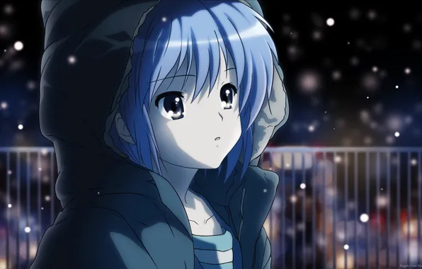 Picture night, the city, lights, fiction, anime, girl, school, Comedy
