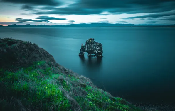 Sea, rock, rocks, shore, view, arch