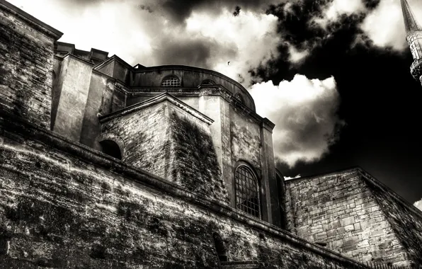Turkey, mosque, blackandwhite, Istanbul, Hagia Sophia
