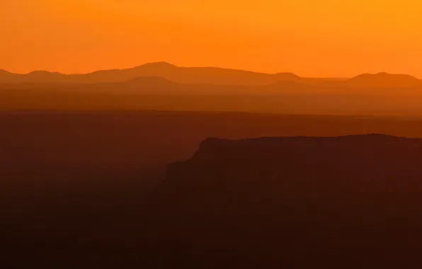 Picture the evening, mountains, silhouette, the sky, horizon, sunset