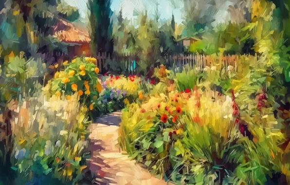 Summer, light, landscape, flowers, nature, the fence, picture, garden