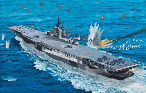 Ship, art, the carrier, Navy, the battle, American, military, USS
