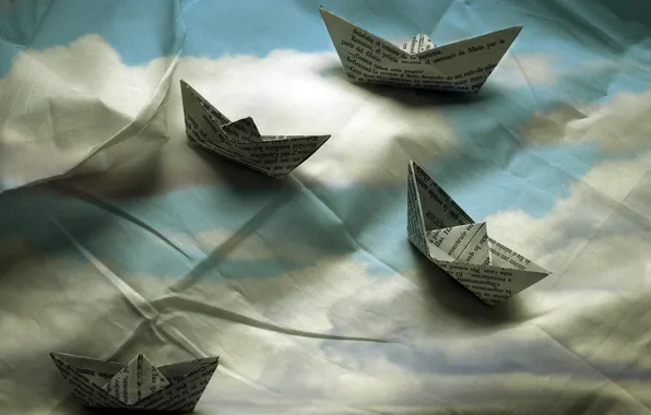 Picture background, fabric, boats