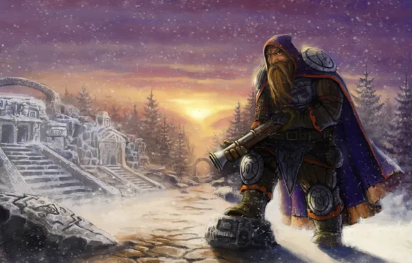 Picture winter, gun, dwarf