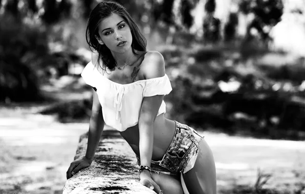 Girl, pose, photo, shorts, makeup, figure, brunette, hairstyle