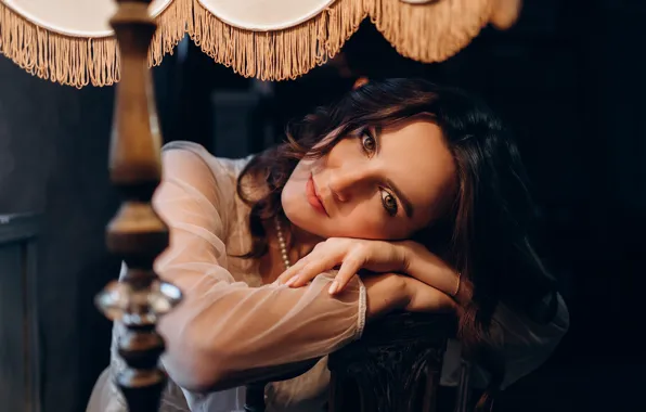 Look, girl, face, pose, lamp, hands, Albina Ponomareva