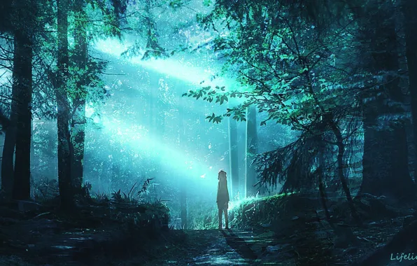 Wallpaper forest, girl, fantasy, halo for mobile and desktop, section ...