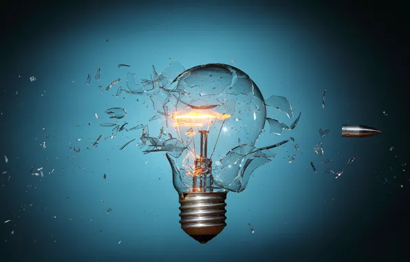 Light bulb, fragments, speed, bullet, base