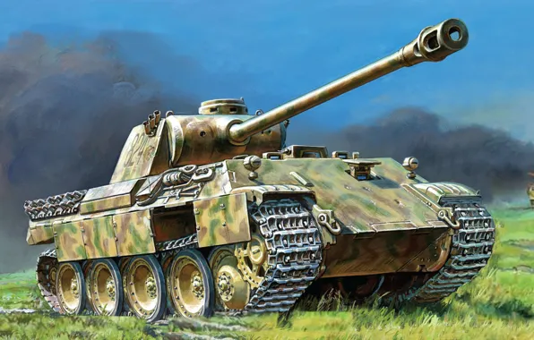 Picture figure, art, Panther, tank, WWII, German, average, Pz.Kpfw. In Panther