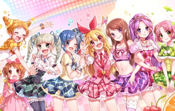 Girls, anime, art, bows, flowers, tiara, zvesdochka, kitaooji sakura