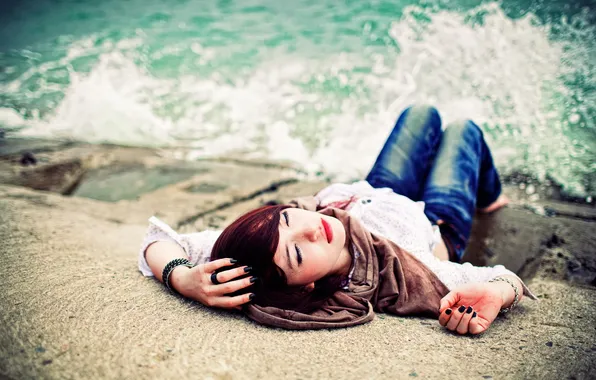 Sea, girl, mood