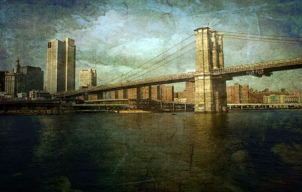 The city, New York, The Brooklyn Bridge