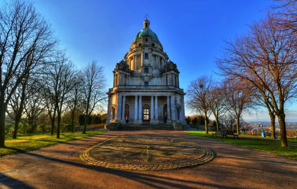 Picture the sun, trees, Park, England, spring, England, Williamson Park, Ashton Memorial