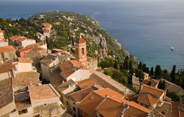Picture France, home, coast, the city, roof, Roquebrune-Cap-Martin