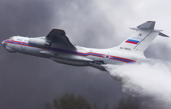 Water, The plane, Fire, MOE, The Il-76, Ilyushin, In the air, Candid