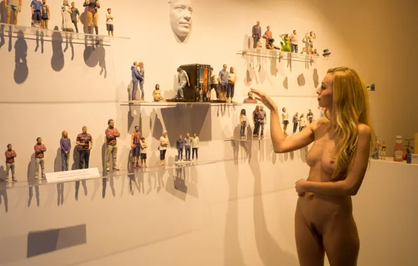 Ass, chest, model, interior, blonde, exhibition, Museum, Coxy Dominika