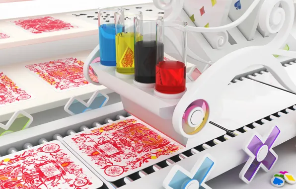 Card, color, red, pattern, paint, conveyor, Special printing