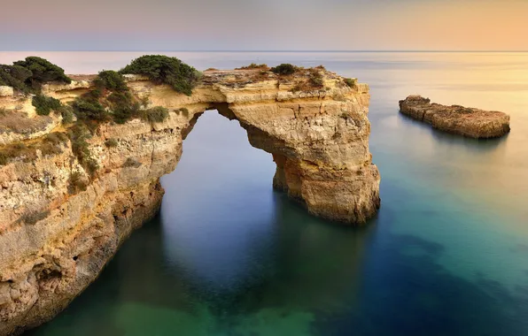 Sea, rock, arch, Portugal, Portugal, Algarve, Albandeira Beach