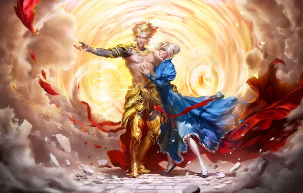 Look, smile, magic, woman, dress, art, male, heroes