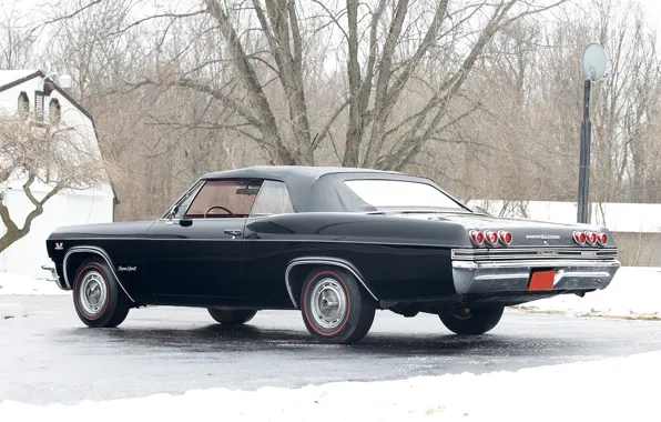 House, black, chevrolet, road, coupe, winter, snow, tree