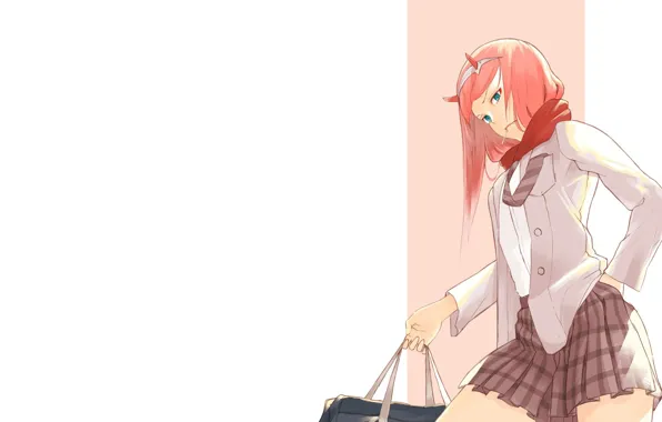 Girl, bag, 002, Darling In The Frankxx, Cute in France, Zero Two