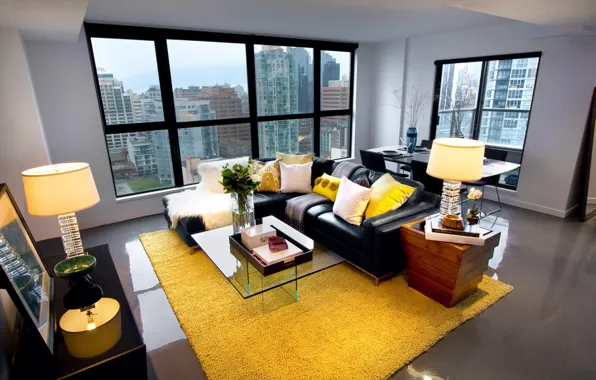 Picture the city, room, interior, living room