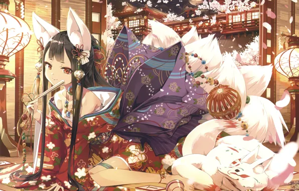 Fox, Girl, Decoration, Fantasy, Fox