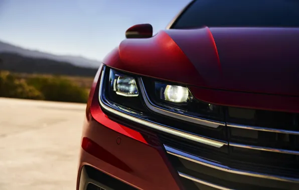 Red, the hood, Volkswagen, liftback, Arteon, 2019, SEL Premium R-Line