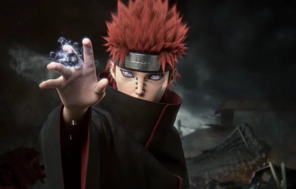 Naruto, art, pain, computer graphics, tendo