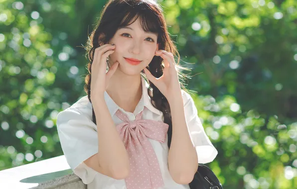 Beautiful, Asian, Model, Smile, Woman, Cute, Trees, Pretty