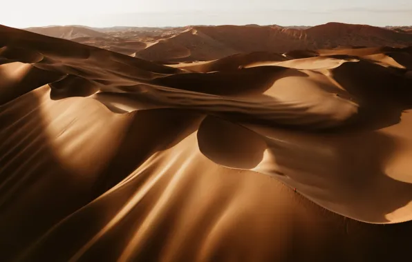 Light, desert, dunes, Sands, relief, the