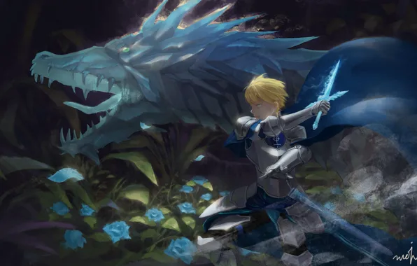 Dragon, sword, guy, knight, Sword Art Online, Sword Art Online Alicization