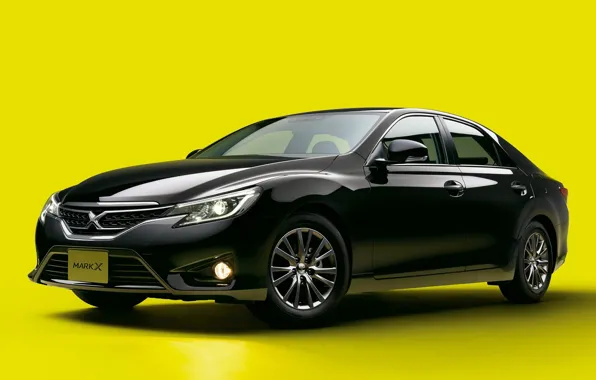 Picture black, Toyota, car, yellow background, Mark X 2