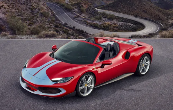 Road, mountains, Ferrari, GTS, 2023, 296, Ferrari 296 GTS