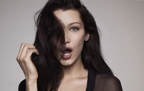 Girl, face, emotions, model, hair, Bella Hadid
