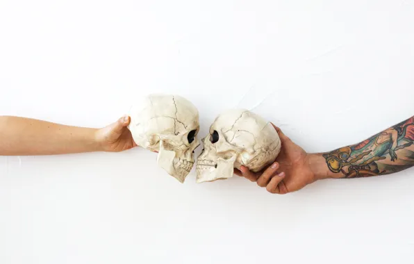 Kiss, hands, tattoo, skull, tattoo
