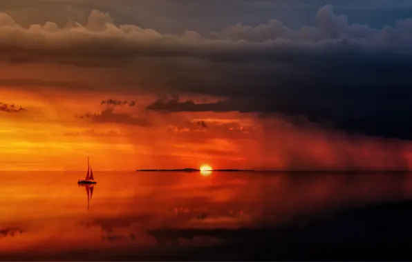 The OCEAN, The SKY, CLOUDS, RAIN, SAILS, SURFACE, YACHT, SURFACE