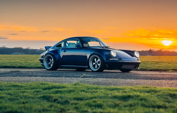 Porsche, sunset, singer, dls