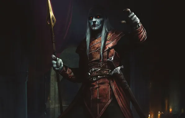 Elf, red eyes, spear, The Elder Scrolls Legends