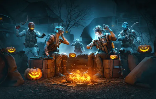 Wallpaper, the game, war, zombies, pumpkin, wallpaper, Halloween, the fire