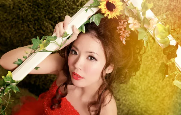 Girl, background, Asian