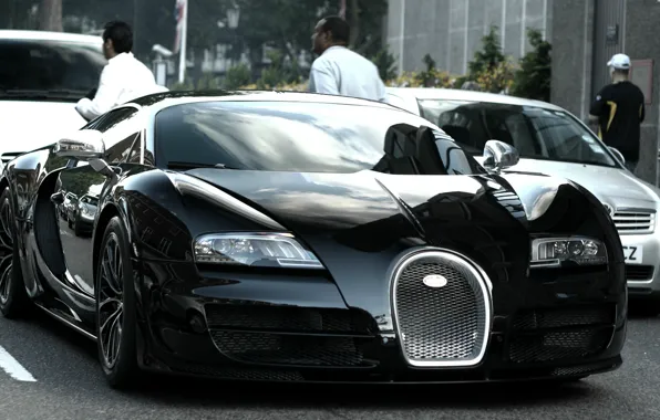 Bugatti Veyron, hypercar, black car