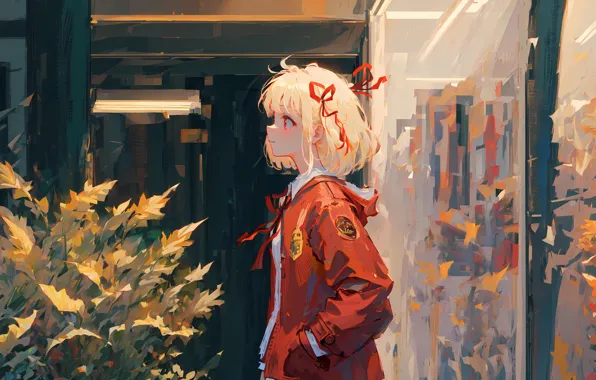 Anime, girl, side view, anime, the animated series, short hair, animated series, anime girls