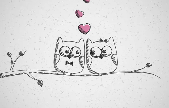 Picture love, figure, hearts, owls