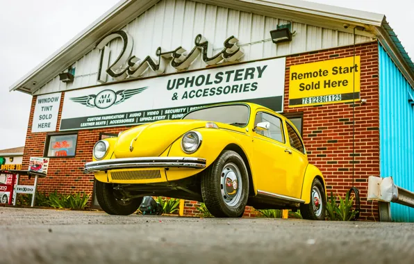 Yellow, retro, lights, volkswagen, retro, beetle, volkswagen beetle