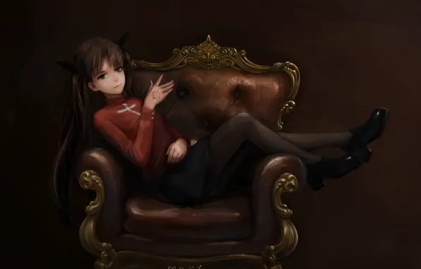 Picture Fate Stay Night, anime, art, Rin Tohsaka