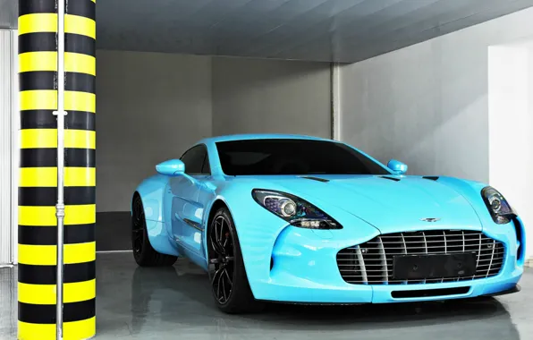 Aston Martin, supercar, One-77, sky blue