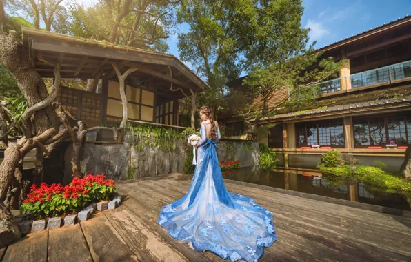 Flowers, home, garden, dress, Asian, patio